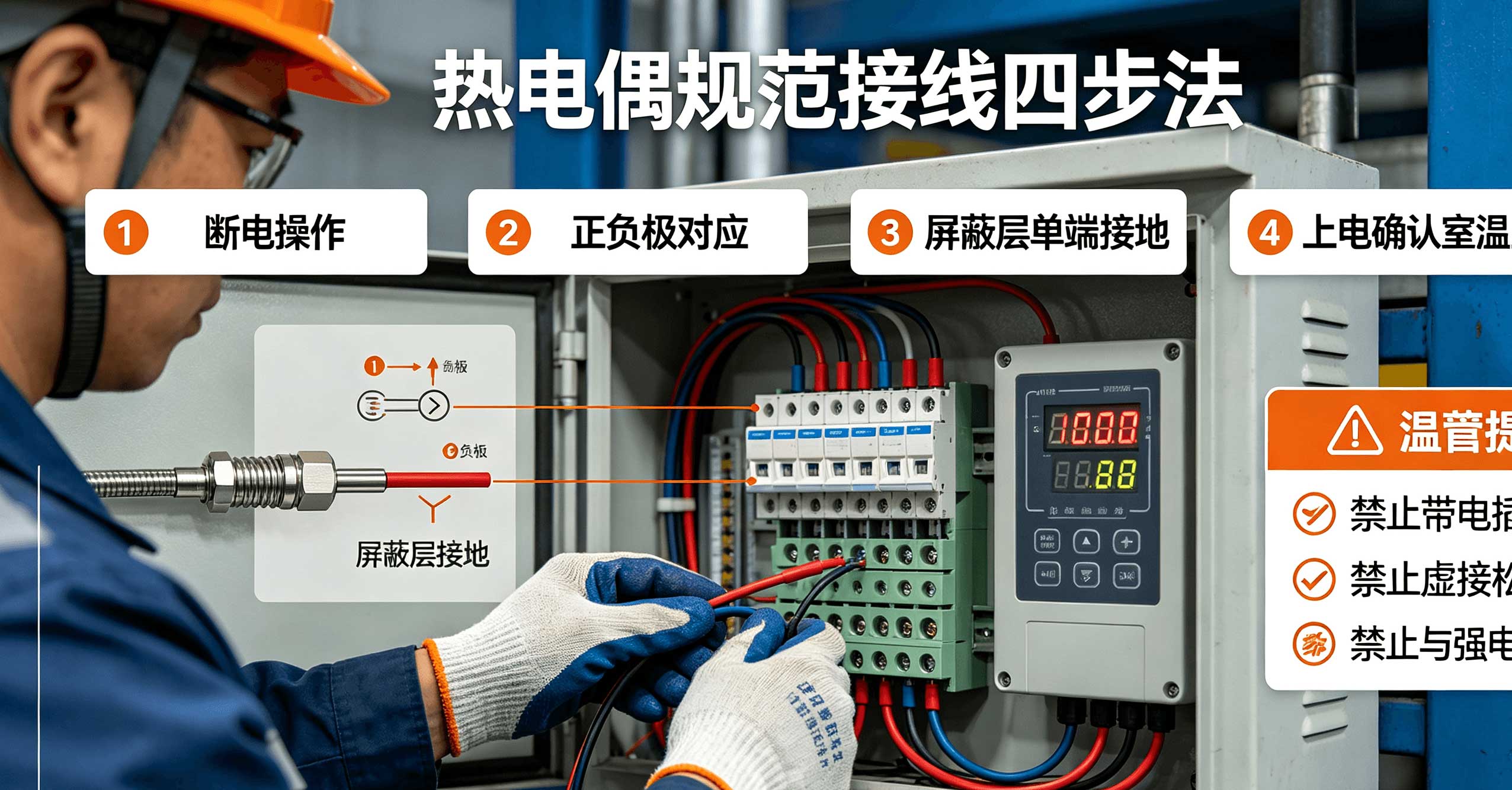 J型和K型热电偶的区别、接线方法与接反后果